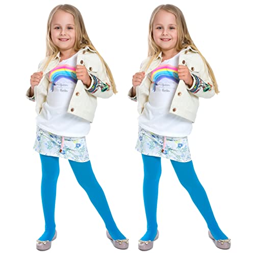 hi!mom Mädchen Einfarbige Mikrofaser Blickdichte Strumpfhose 50 DEN Kinder Weiche Schuluniform Strumpfhose Blau/Blau 5/6 Jahre ZUZA von hi!mom