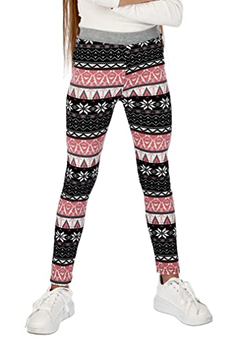 hi!mom Mädchen Extra Dicke warme Leggings Winter Thermohose mit Fell Innenseite Kinder Fleece gefütterte Plüschhose Weihnachtsmuster einfarbige Freizeithose zur Schule 3-14 Jahre von hi!mom