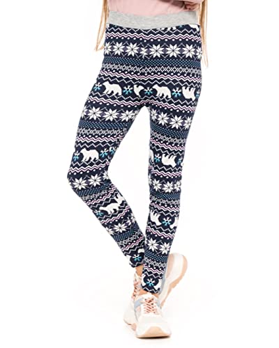 hi!mom Mädchen Extra Dicke warme Leggings Winter Thermohose mit Fell Innenseite Kinder Fleece gefütterte Plüschhose Weihnachtsmuster einfarbige Freizeithose zur Schule 3-14 Jahre von hi!mom