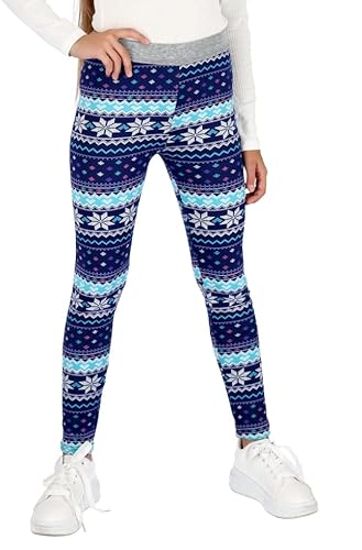 hi!mom Mädchen Extra Dicke warme Leggings Winter Thermohose mit Fell Innenseite Kinder Fleece gefütterte Plüschhose Weihnachtsmuster einfarbige Freizeithose zur Schule 3-14 Jahre von hi!mom