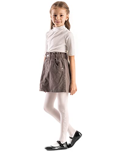 hi!mom Mädchen Fantasie blickdichte Strumpfhose, Kinder gemusterte Mikrofaser, ultraweiche und dicke, lässige Schulstrumpfhose, flache Nähte, starker Zeh, 8-10 Jahre CT31 von hi!mom