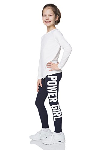 hi!mom - Mädchen Leggings mit Schriftzug „Power Girl“ - lang - aus Baumwolle - 1-13 Jahre - CHPWG - Dunkelblau - 11-12 Jahre von hi!mom
