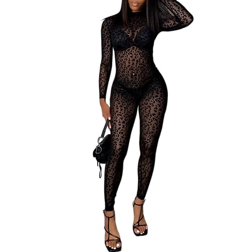 hibshaby Sexy Netz-Jumpsuits für Damen, figurbetonte Outfits, Streetwear, Strampler, Schwarz, Schwarz, Small hibshaby Sexy Netz-Jumpsuits für Damen, figurbetonte Outfits, Streetwear, Strampler, Schwarz, Schwarz, Small von hibshaby