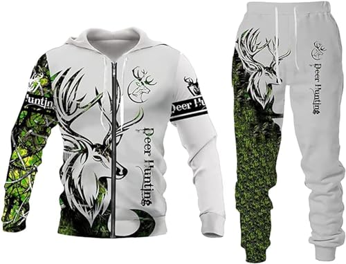 Herren Anzug Löwe Wolf 3D gedruckt Hoodie Hose Anzug Herren Herbst Freizeit Trainingsanzug Tiere Jogginganzug (FWolf -6,2XL) von hiegi