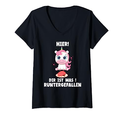 Damen hier dir ist was runtergefallen T-Shirt mit V-Ausschnitt Damen hier dir ist was runtergefallen T-Shirt mit V-Ausschnitt von hier dir ist was runtergefallen tee