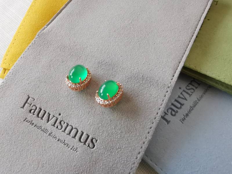 Smaragdgrün Chalcedon Ohrstecker S925 Silber Ohrringe Sanft Warm Klassisch Elegant Zeitloses Geschenk Süß Alltägliche Basic Natürlich von hifauvis
