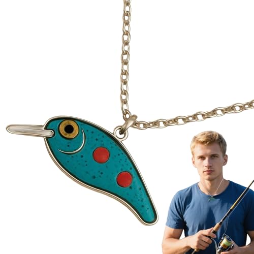 Fisch Halskette Für Damen | Fisch Anhänger Collier,Bunter Köderanhänger Leicht Mit Fisch Motiv Für Frauen Männer Kinder Täglicher Tragekomfort von higyee