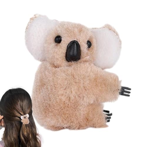Plüsch-Koala-Haarspangen, flauschige Koala-Haarspangen für Mädchen,Dekorative Haarnadeln für Haare - Haarklammern mit starkem Halt für Frauen und Mädchen, Haarklammern aus Plüsch-Tierhaaren, von higyee