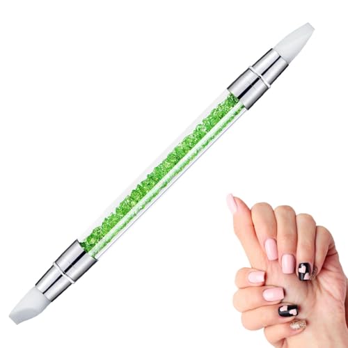 Silikon Nagellackpinsel - Professionelle Doppel Maniküre Pinsel | Silikon Strass Nagellack Schnitzstift | 3D Muster Zeichnung Maniküre Werkzeug Für Frauen Mädchen Salon (Grün) von higyee