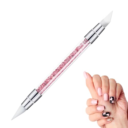 Silikon Nagellackpinsel - Professionelle Doppel Maniküre Pinsel | Silikon Strass Nagellack Schnitzstift | 3D Muster Zeichnung Maniküre Werkzeug Für Frauen Mädchen Salon (Rosa) von higyee