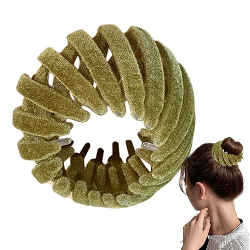 Vogelnest Haarspange – Haarnest Clip Aus Samt | Erweiterbare Vogelnest Haarspangen Für Frauen | Vogelnest Pferdeschwanzhalter Dutt Maker Haarspangen Haar Accessoires Für Frauen (grün) von higyee