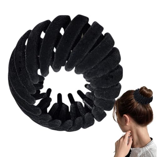 Vogelnest Haarspange – Haarnest Clip Aus Samt | Erweiterbare Vogelnest Haarspangen Für Frauen | Vogelnest Pferdeschwanzhalter Dutt Maker Haarspangen Haar Accessoires Für Frauen (schwarz) von higyee