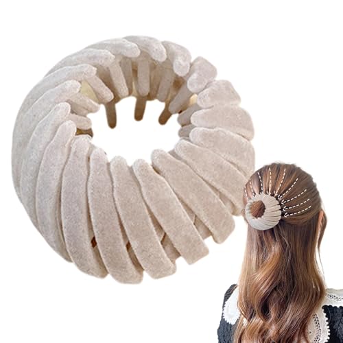 Vogelnest Haarspange – Haarnest Clip Aus Samt | Erweiterbare Vogelnest Haarspangen Für Frauen | Vogelnest Pferdeschwanzhalter Dutt Maker Haarspangen Haar Accessoires Für Frauen (weiß) von higyee