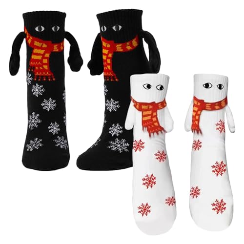 Weihnachts-Handsocken – Lustige 3D-Puppen-Weihnachtssocken Mit Magnetischem Saugnapf | Bequeme, Atmungsaktive Mid-Tube-Socken Mit Großen Augen Und Magnetischen Händen Für Damen Und Herren von higyee