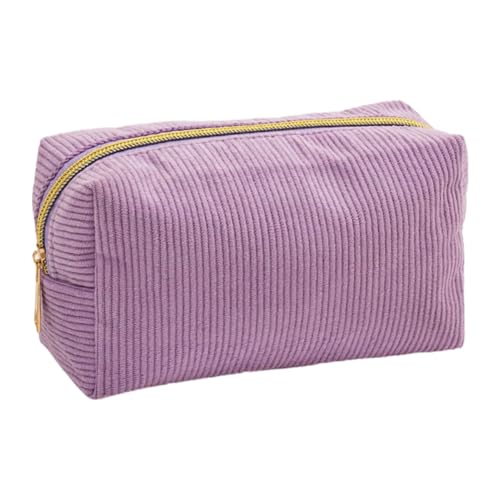 higyee Ästhetisches Federmäppchen – Tragbares Cord Federmäppchen | Großzügiger Cord Schreibwaren Organizer Mit Reißverschluss | Ästhetische Schreibwarentasche Für Schul Und Bürobedarf (Lila) von higyee