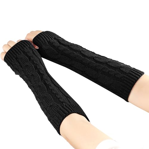 higyee Armstulpen Winterwärmer,Armstulpen, Winter gestrickte Armwärmer Fingerlose Handschuhe, Weiche Winter-warme gestrickte lange Armstulpen-Handschuhe für Damen und Herren von higyee