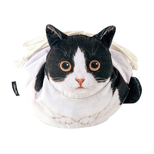 higyee Kosmetiktasche Katze – Kosmetiktasche in Katzenform, Geldbeutel, weiche Katze, Make-up-Tasche, Reisetasche, Organizer für Zimmer, Schwarz-Weiß-Katze, 1 von higyee