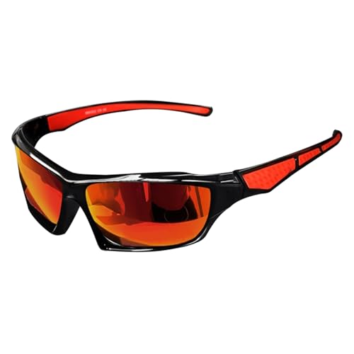 higyee Polarisierte Sonnenbrille Männer - Polarisierte Sportsonnenbrillen Für Männer | UV Umfassende Schutzkreislaufsportbrillen | Komfortable Mode Outdoor Eyewear Zum Radfahren (Rot) von higyee