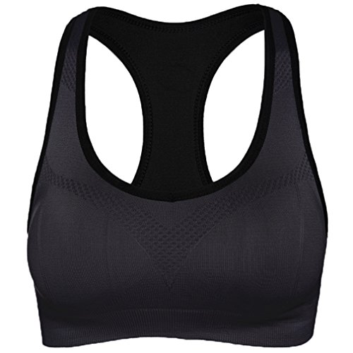 hikong Damen Sport BH Bra Bügelloser Starker Halt Push up Ohne Bügel Bustier Stretch Top Für Yoga Fitness-Training Sports 5 Farben, Schwarz, M/ EU34 (70A/70B/70C/70D/75A) von AIYUE