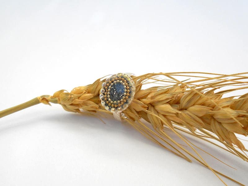 Boho Ring, Unikat Silber Hippie Runder Statement Grauer Ring Für Frauen, Sterling Zart von hilawelner