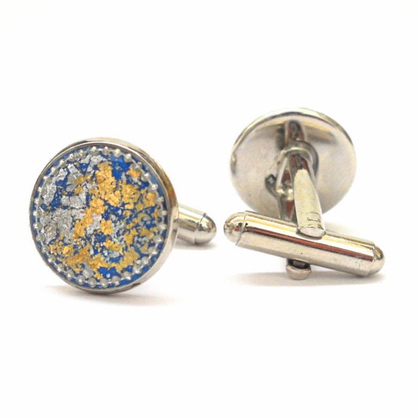 Manschettenknöpfe Für Ihn, Blaue Manschettenknöpfe, Handgemachte Geschenk Ihn von hilawelner