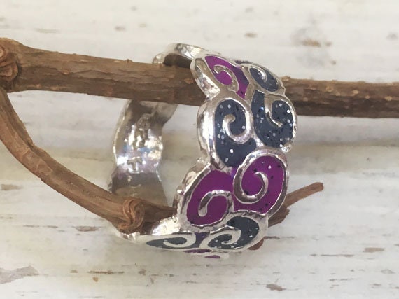 Rosa Ring, Boho Silber Statement Einzigartige Grau Breite Band Ring Für Frauen, Spiralring von hilawelner