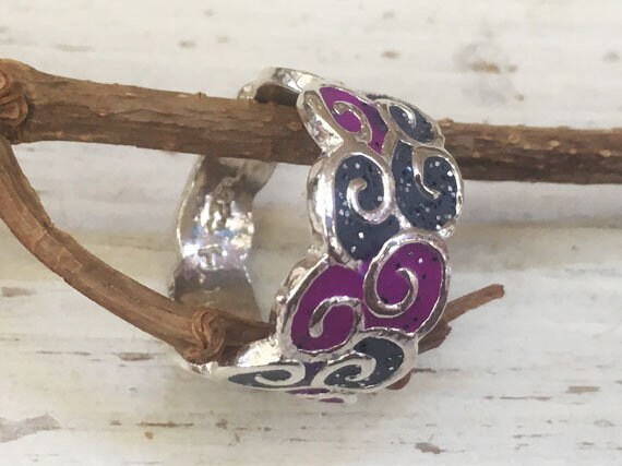 Rosa Ring, Boho Silber Statement Einzigartige Grau Breite Band Ring Für Frauen, Spiralring von hilawelner