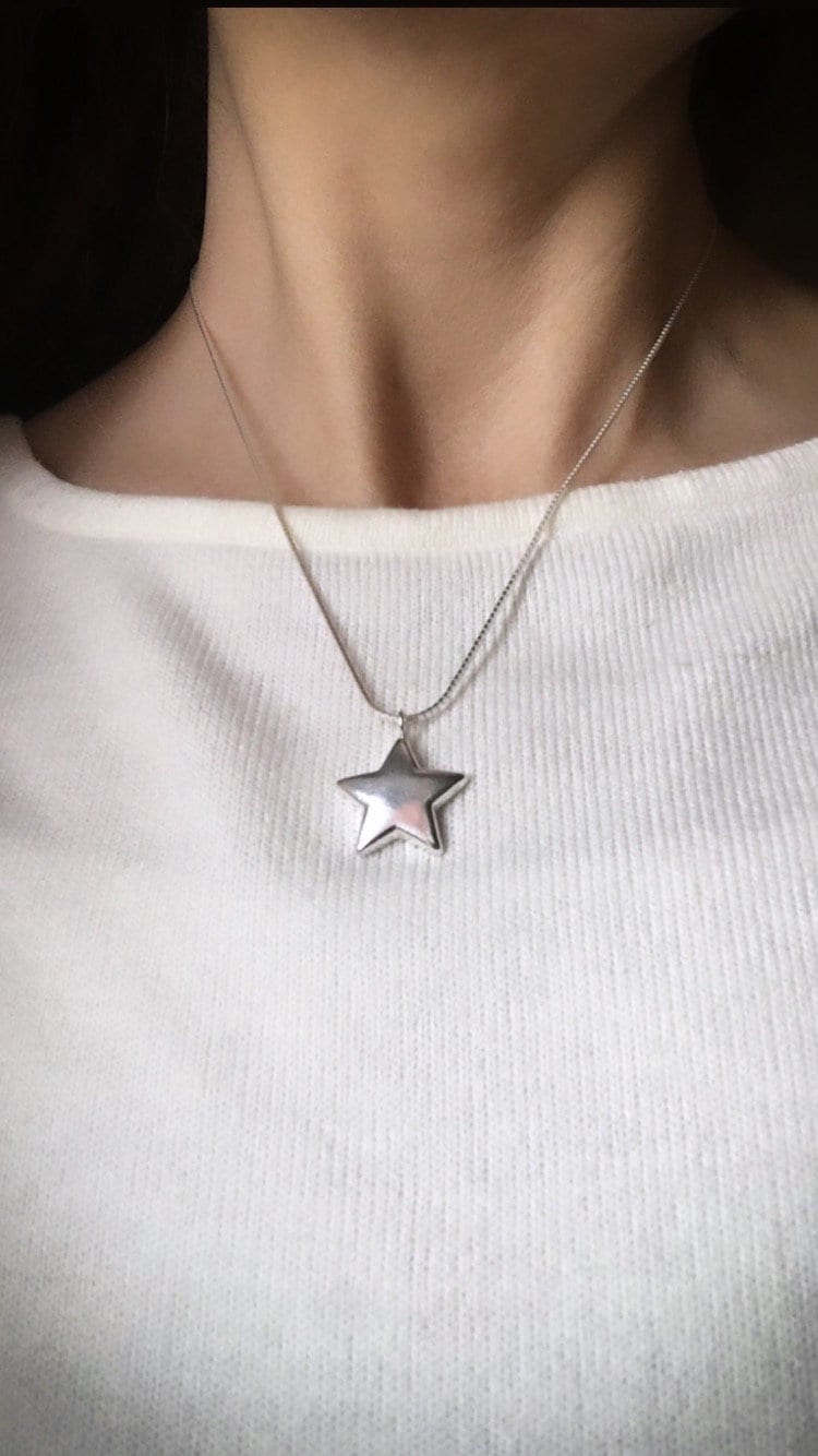Lucky Star Halskette | Silber Stern Anhänger Massive Sterling Silber Große Lucky Star Halskette | Silber Stern Anhänger Massive Sterling Silber Große von hilomilo