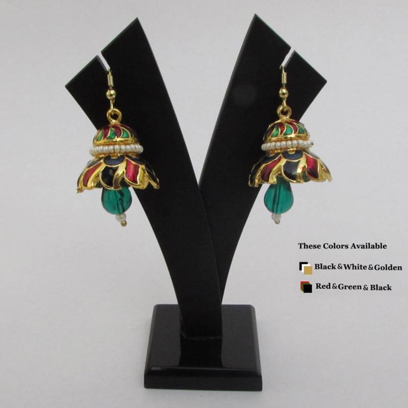 Traditionelle Leichte Gold Ton Ohrringe Mit Meenakari Handarbeit/Light Weight von hindustancrafts