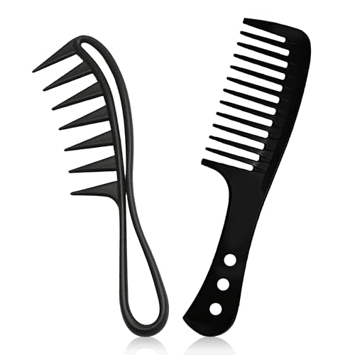 2 Stück breiter Zahnkamm, große Zähne, Haifischzähne, Haarkamm, Haifischzähne, Frisuren-Werkzeug für lockiges, nasses, gewelltes, dickes Haar, Perücken, Friseursalon, Lockenkamm, für Damen und Herren 2 Stück breiter Zahnkamm, große Zähne, Haifischzähne, Haarkamm, Haifischzähne, Frisuren-Werkzeug für lockiges, nasses, gewelltes, dickes Haar, Perücken, Friseursalon, Lockenkamm, für Damen und Herren von hioseyre