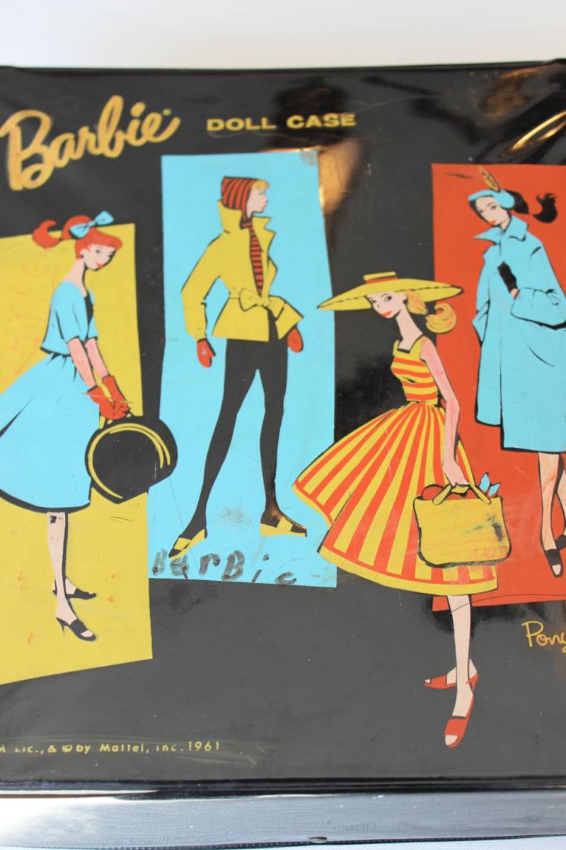 Vintage Barbie Puppe Fall Mattel 1961 Schwarz Ponytail Patent Leder Antike Sammlerstücke von hiphuggie