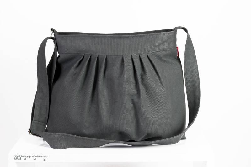 Canvas Crossbody Bag Plissee Reißverschluss Geldbörse Bio-Baumwolle Sling Hobo Für Frauen Mittlere Größe Jeden Tag Waschbar Abend von hippirhino