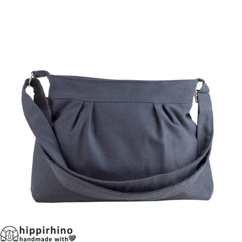 Crossbody Canvas Tasche Damen Kleine Plissee Geldbörse Teen Mädchen Waschbar Baumwolle Alltag Schulter Hobo Bag Reise Leicht Süße Dunkel Grau von hippirhino