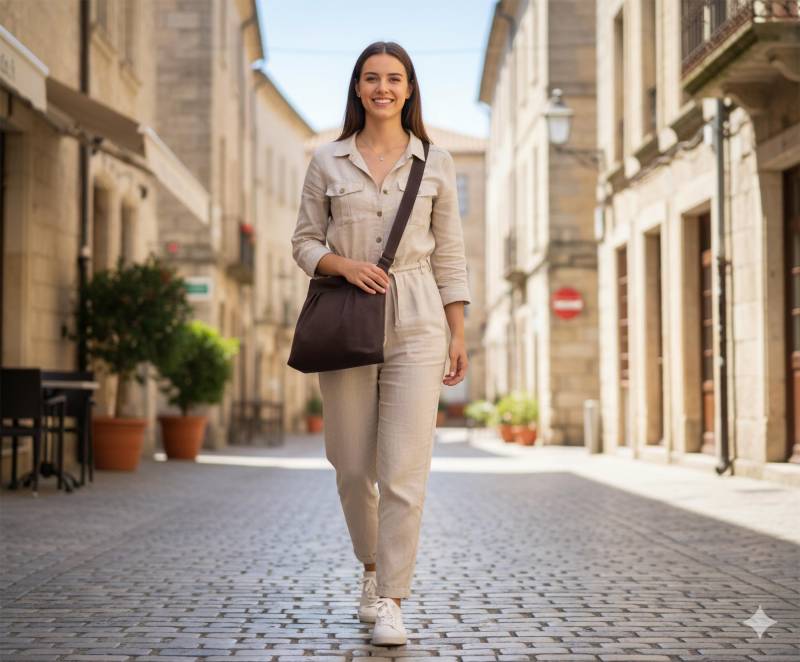 Kleine Canvas Crossbody Bag Plissee Geldbörse Für Frauen Waschbar Alltagstasche Hobo Eco Baumwollstofftasche Messenger Reisetasche Süß Dunkelbraun von hippirhino