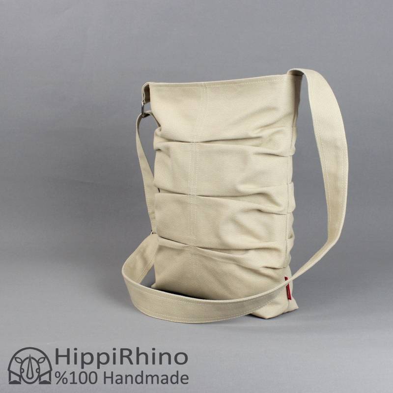 Kleine Canvas Tote Crossbody Bag Handmade Waschbar Baumwolle Alltagstasche Plissee Langer Riemen Geldbörse Buch Liebhaber Freundin Tasche Retro von hippirhino