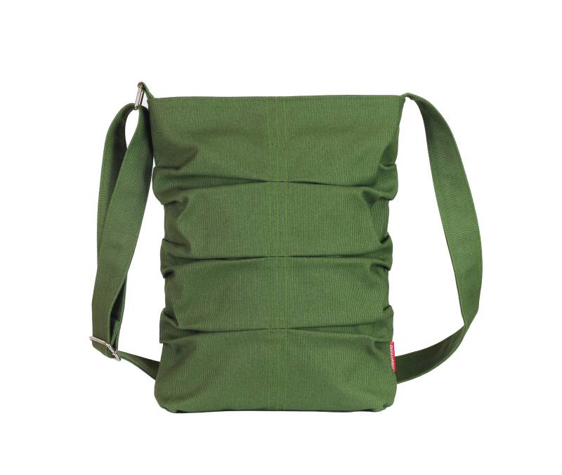 Kleine Tragetasche Crossbody Plissee Geldbörse Damen Mode Tasche Eco Cotton Messenger Top Reißverschluss Waschbar Verstellbar Lange Gurt von hippirhino