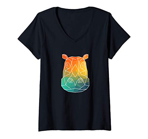 Damen hippo Silhouette Watercolor Gift T-Shirt mit V-Ausschnitt Damen hippo Silhouette Watercolor Gift T-Shirt mit V-Ausschnitt von hippo Apparel Gift Idea