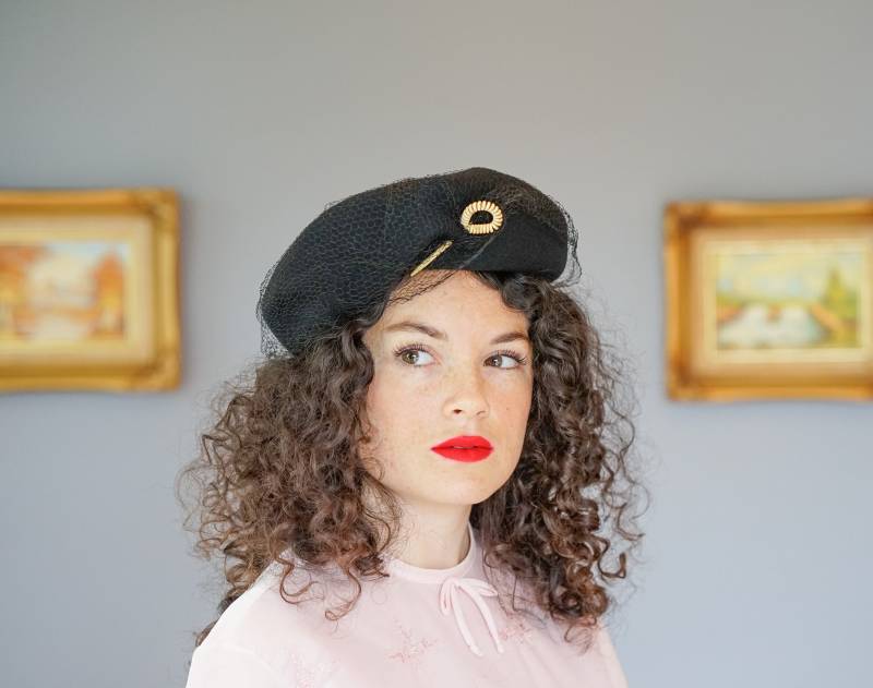 Vintage 1940Er Jahre Bakelit Wollhut, Turban Hut, Frauen Kirchenhut, Retro Mcm Hut von hisandhervintage