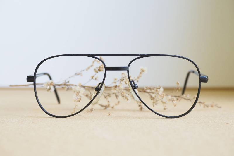 Vintage 70Er Jahre Brille Aviator/New Old Stock 1970Er Schwarz Getönt Made in Korea Rahmen Brillen Retro Disco von hisandhervintage