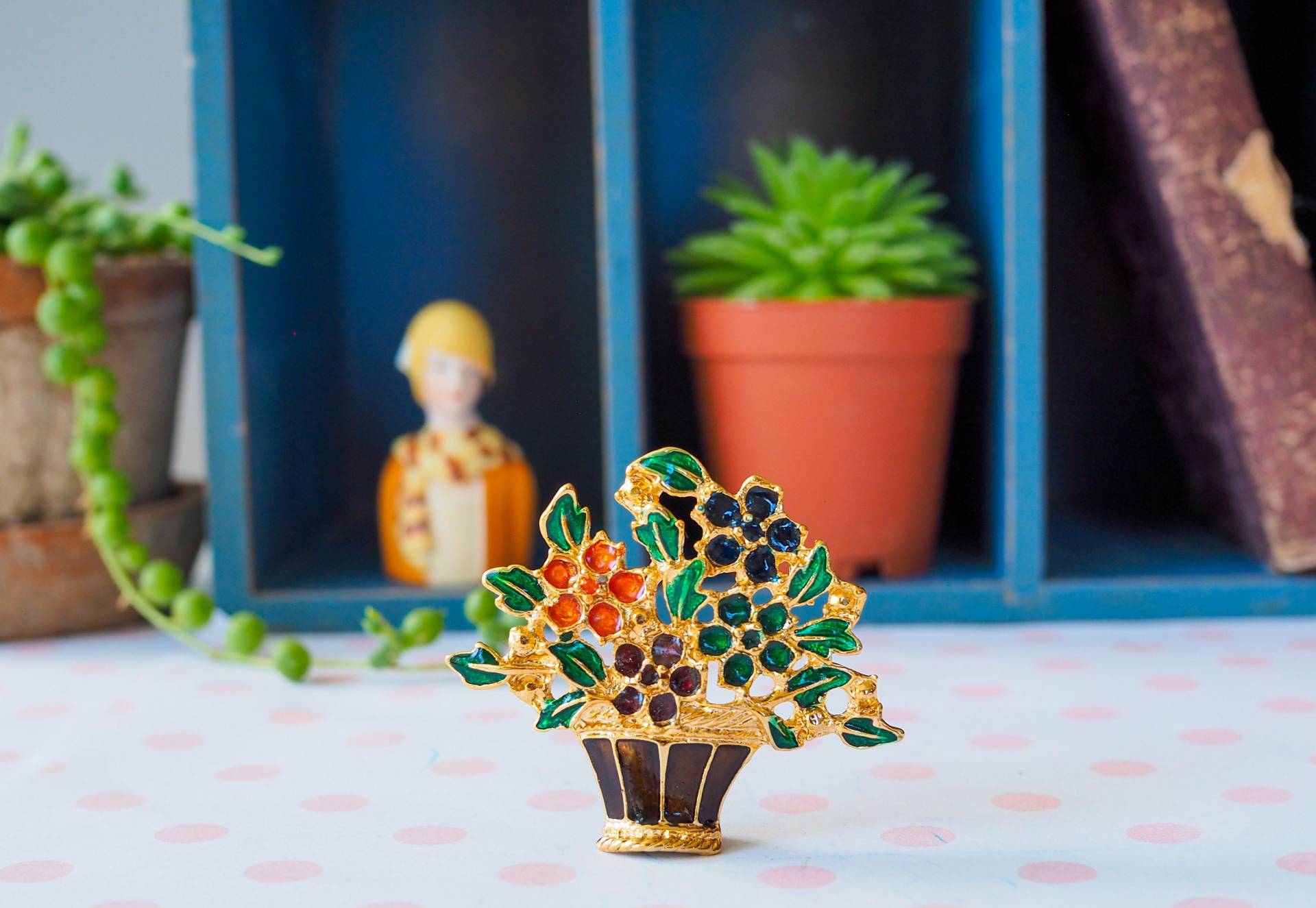 Vintage Blumen Emaille Brosche, 1960Er Jahre Flower Power, Schmuck, Mid Century Retro Anstecknadel, Modeschmuck von hisandhervintage