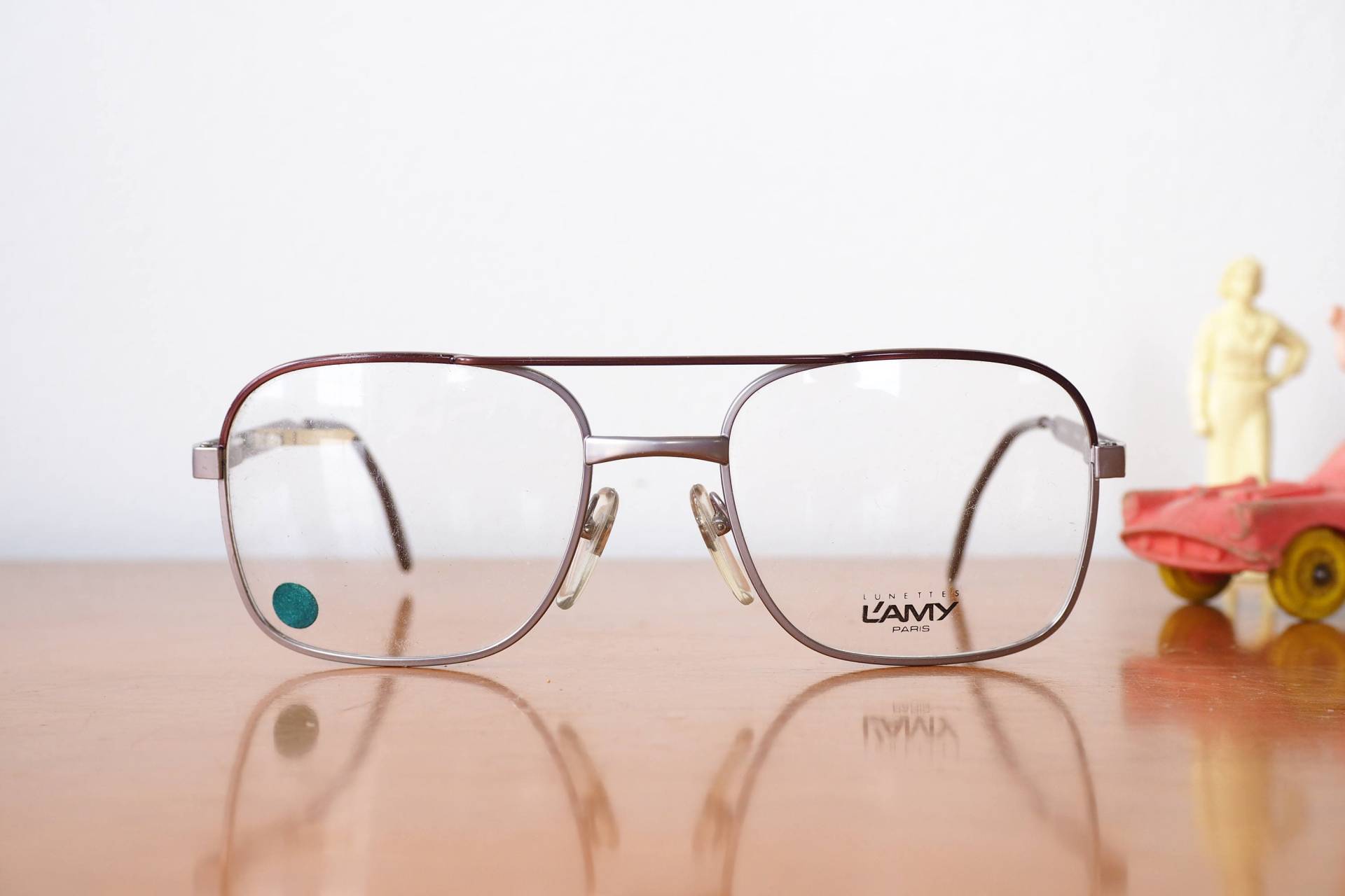 Vintage Brille 1970Er Jahre Aviator Von Lamy Made in France New Old Stock Fassungen Silber Und Braun Getönte Farbe von hisandhervintage