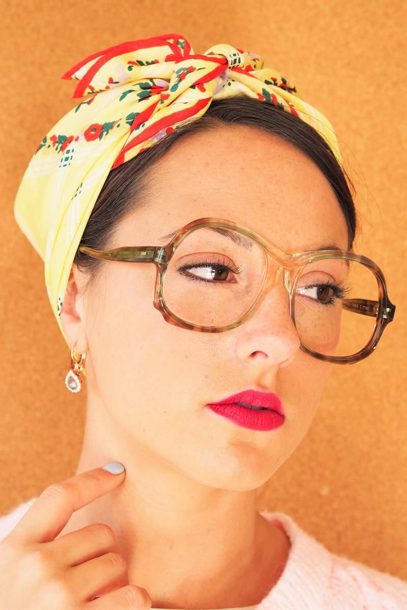 Vintage Brille 1970Er Jahre Made in France New Old Stock Bunte Rahmen Braun Grün Und Klare Töne von hisandhervintage