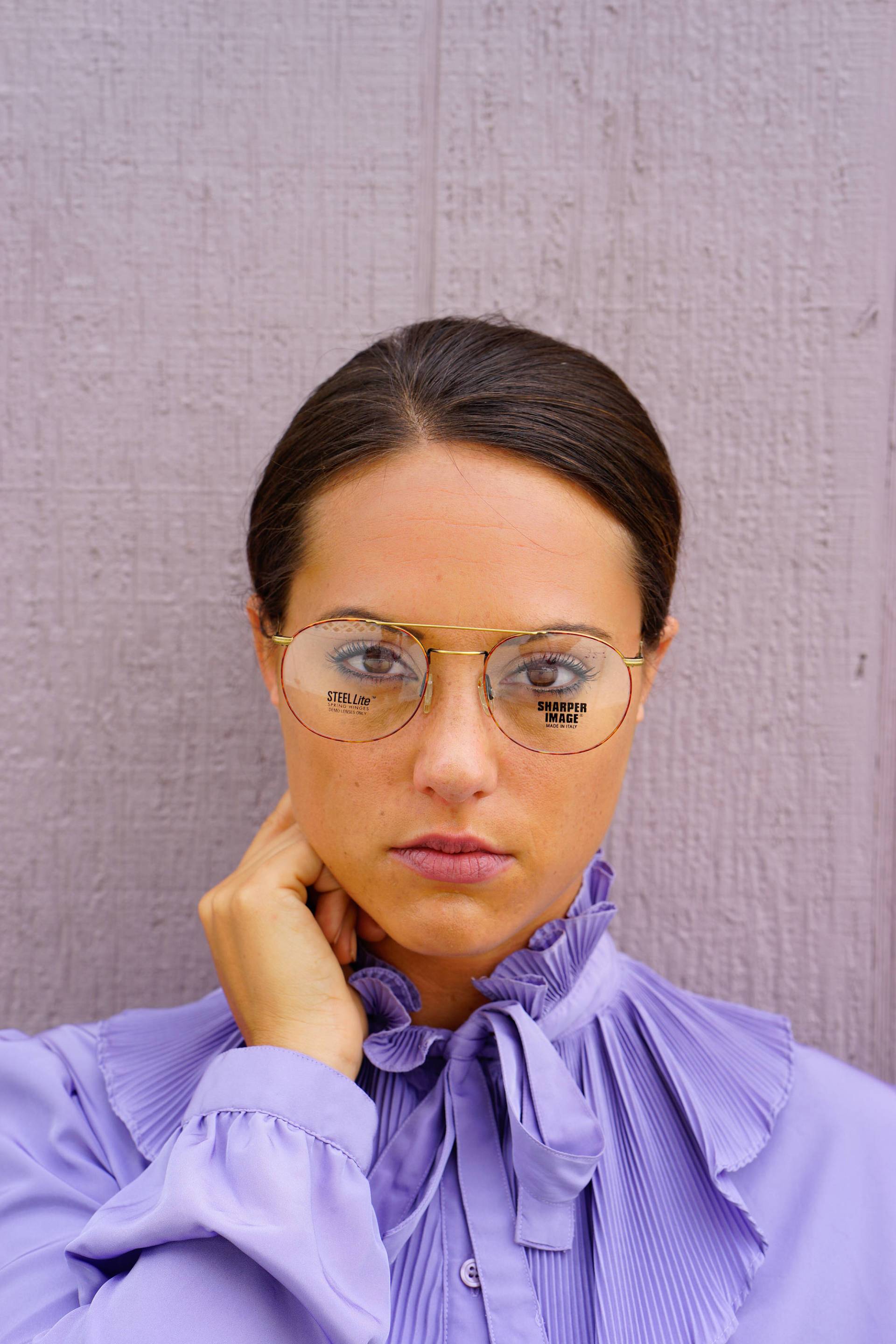 Vintage Brille 1990Er Jahre Wire Rim Von Sharper Image Made in Italy Sehr Leichter Stahl New Old Stock Glasses Multi Color Frames von hisandhervintage