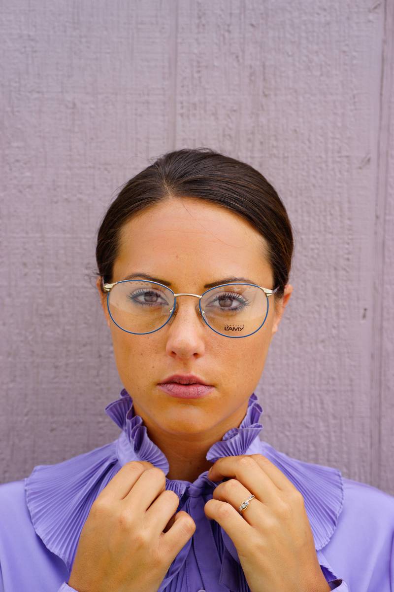 Vintage Brille Wire Rim 1990S By Lamy New Old Stock Made in Italy Blaue Getönte Emaille Günstige von hisandhervintage