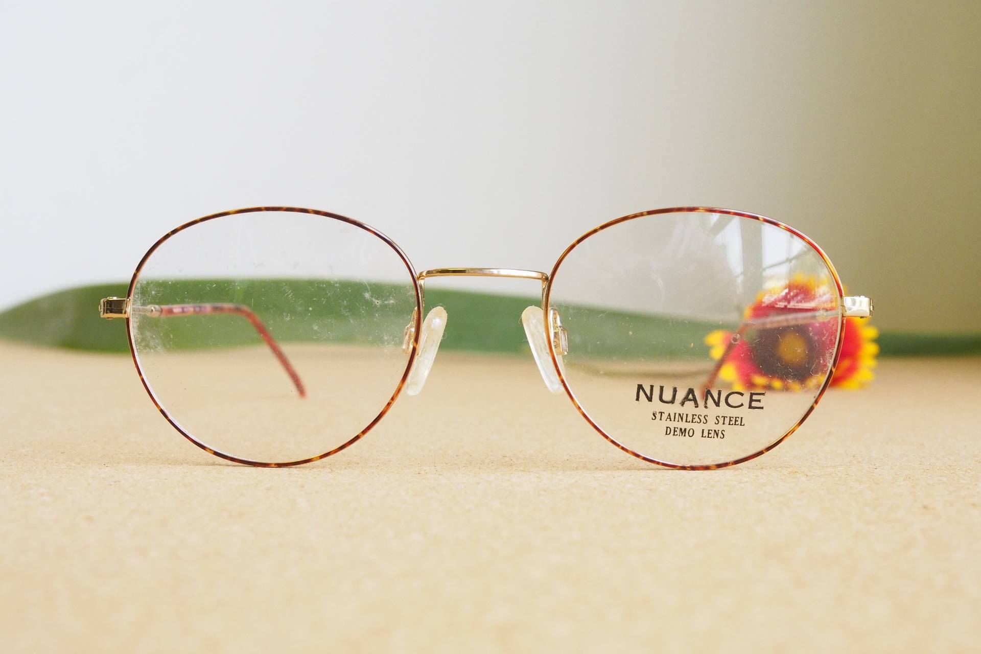 Vintage Brillen 1990Er Jahre/New Old Stock/Hipster/Brillenfassungen/Gold Ton Schildpatt Emaille Made in Korea By Nuance von hisandhervintage