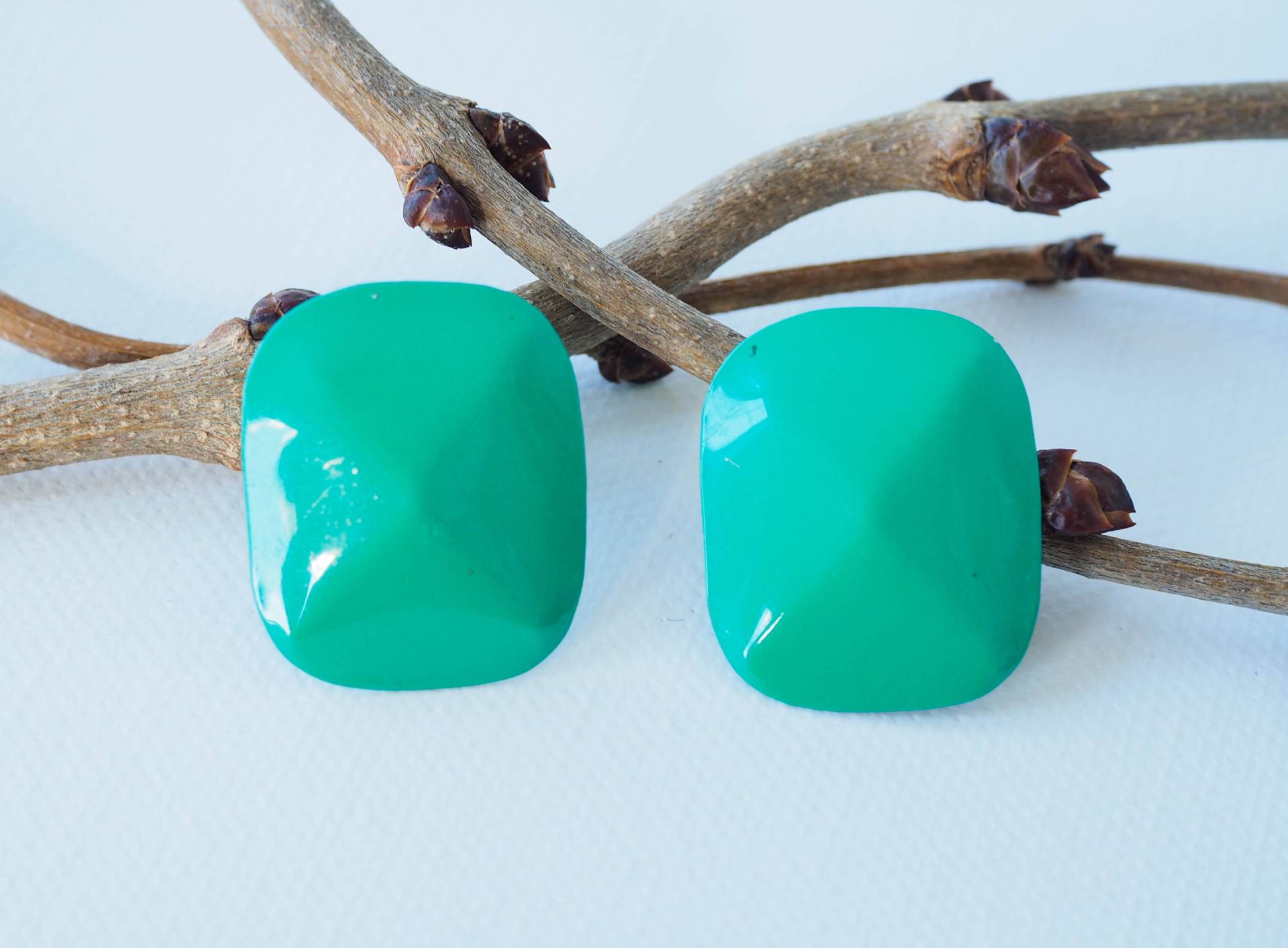 Vintage Emaille Ohrringe, Ohrstecker, 80Er Ohrringe von hisandhervintage