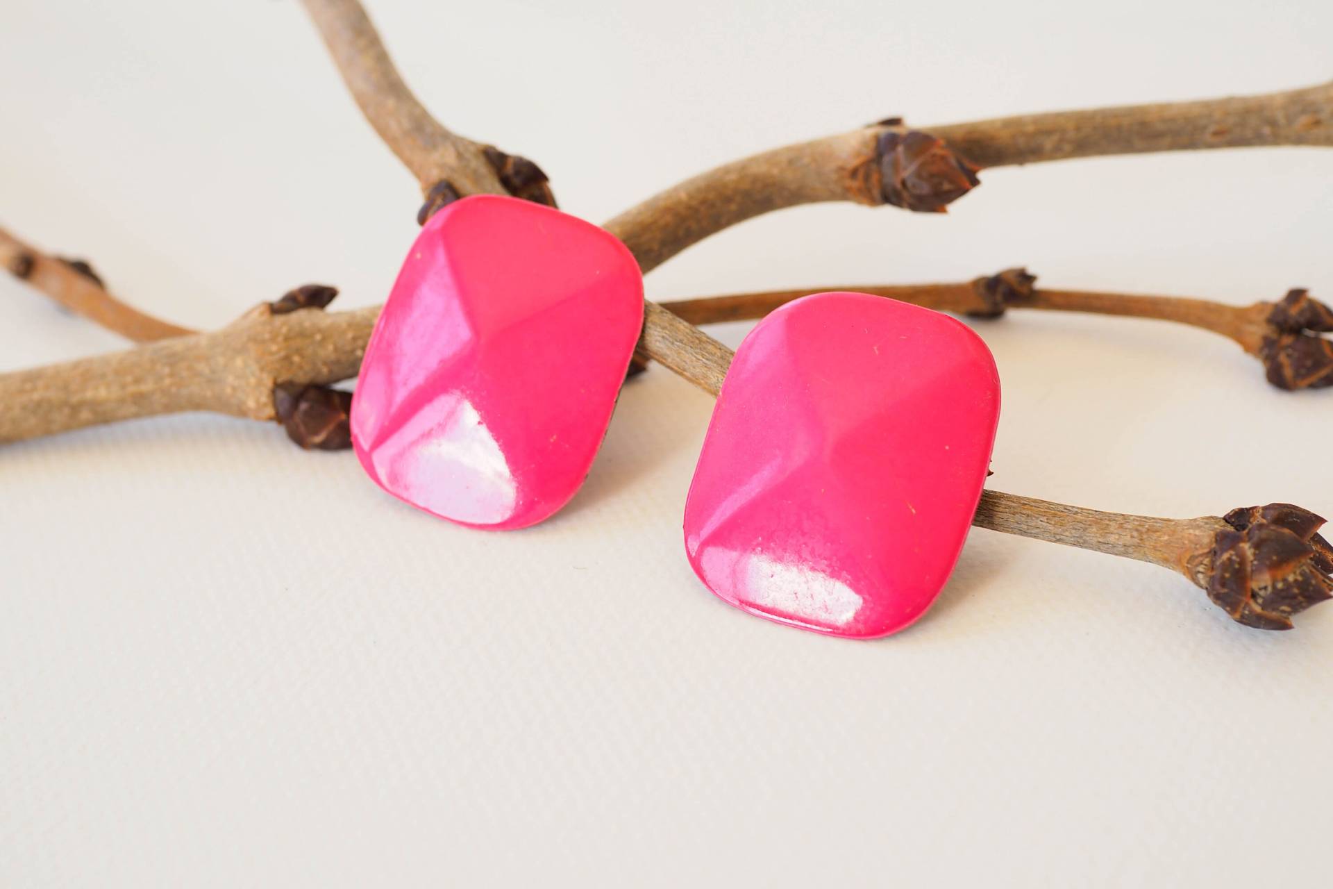 Vintage Emaille Ohrringe, Ohrstecker, 80Er Ohrringe von hisandhervintage