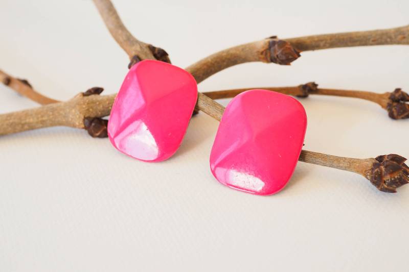 Vintage Emaille Ohrringe, Ohrstecker, 80Er Ohrringe von hisandhervintage