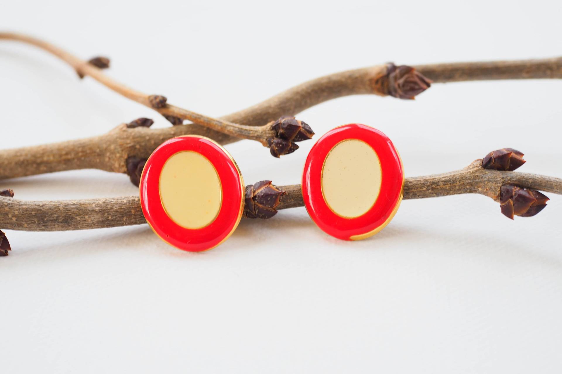 Vintage Emaille Ohrringe/ Oval/ Schmuck/ 1980Er Jahre Emailleschmuck/ 80Er Ohrstecker von hisandhervintage