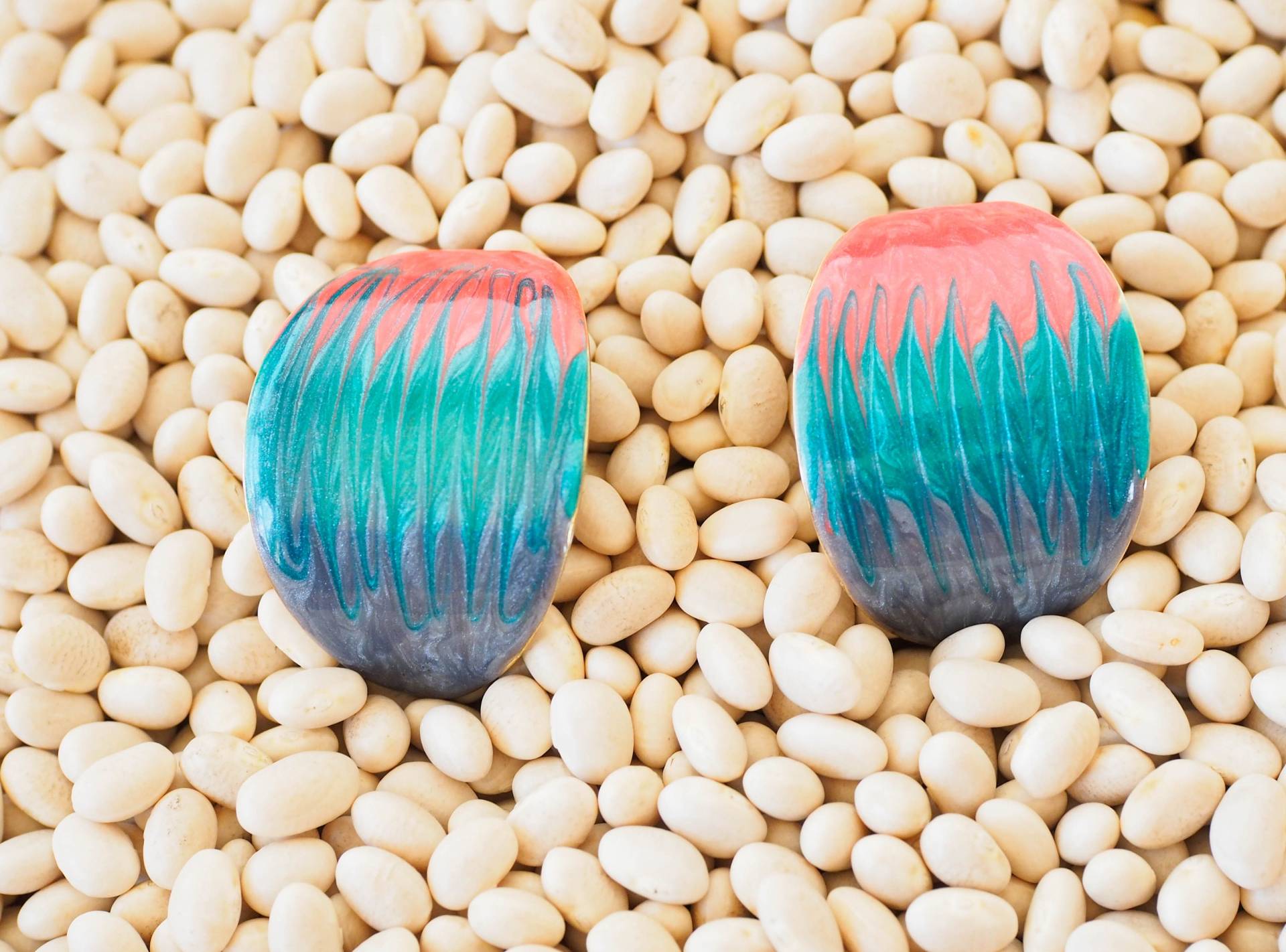 Vintage Emaille Ohrringe/ Swirl Hoop/ Schmuck/ 1980Er Jahre 80Er Ohrstecker von hisandhervintage